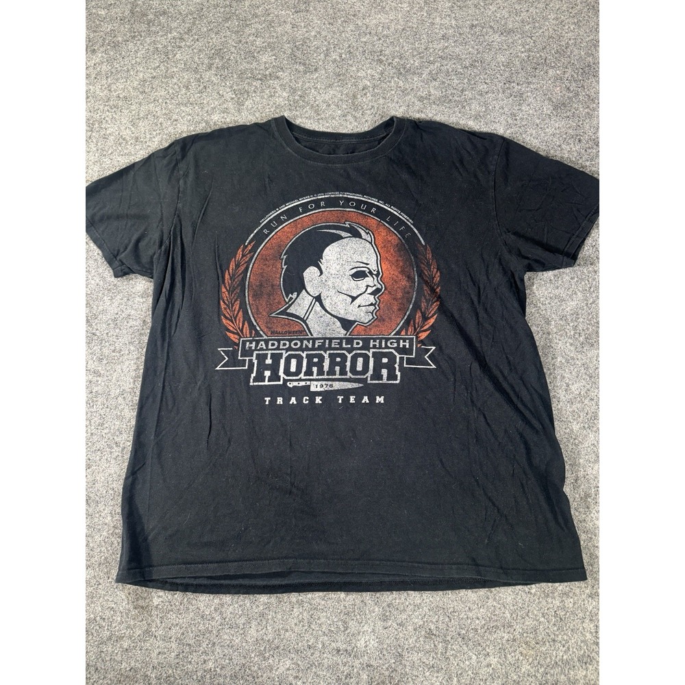 Halloween Michael Myers Haddonfield High Horror Track Team T-Shirt Black Size L